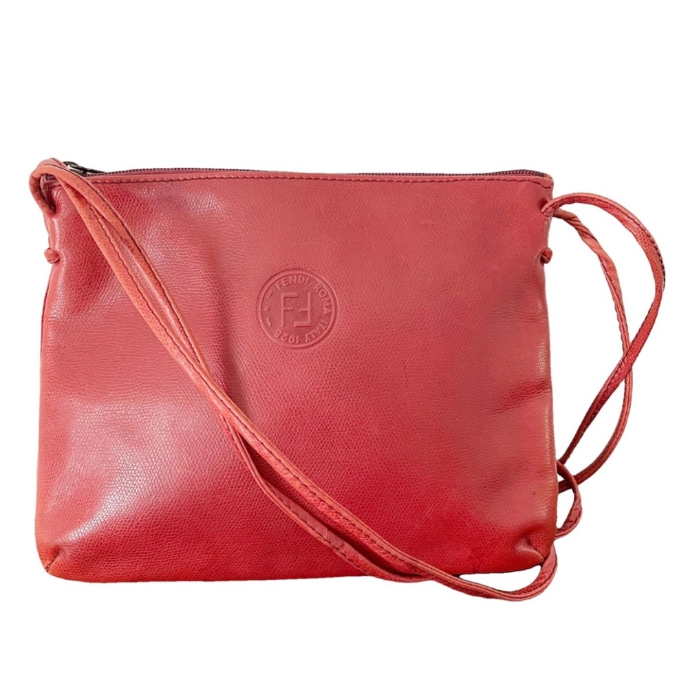 Fendi maroon leather embossed logo vintage crossbody bag